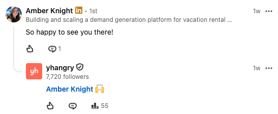 LinkedIn comment by Amber Knight