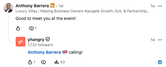 LinkedIn comment by Anthony Barrera