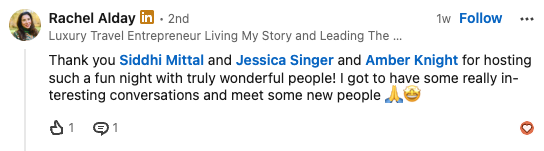 LinkedIn comment by Rachel Alday